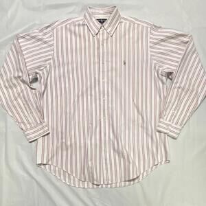 Ralph Lauren Yarmouth Striped Cotton Button Size L.